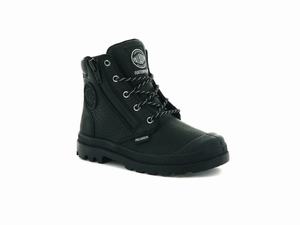 Palladium Gyerek Bakancs - Pampa Hi Cuff Waterproof Fekete/Szürke | 483FAPGBN